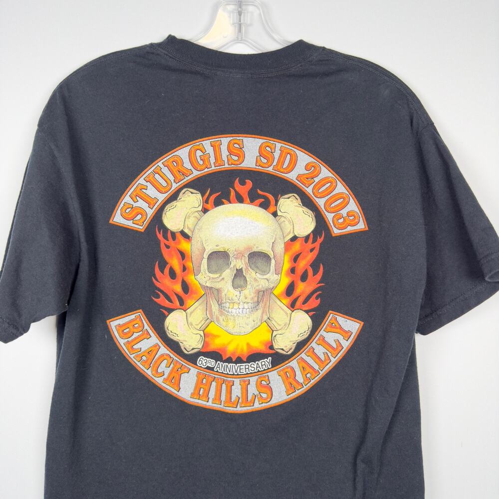 Vintage 2003 Sturgis SD 63rd Anniversary Black Rally T-Shirt Size M